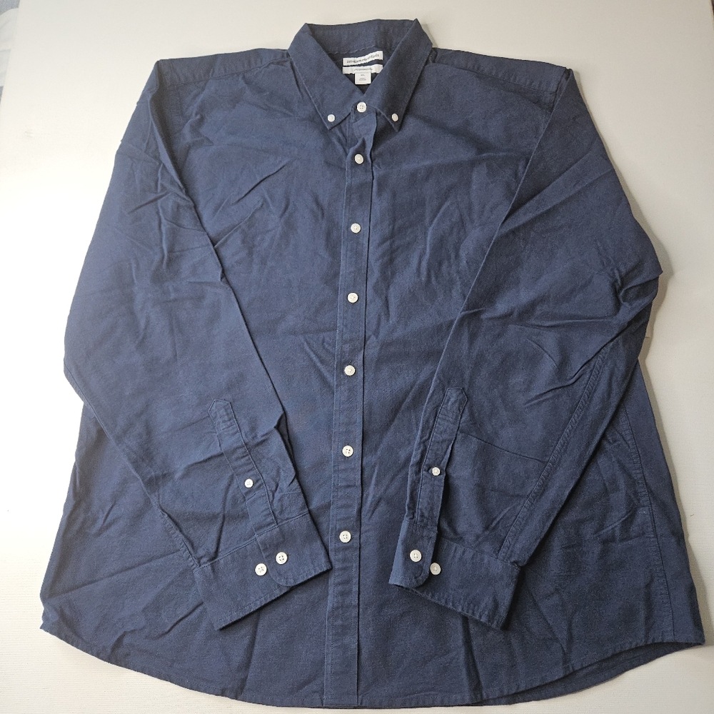 Amazon Essentials Men's Long-Sleeve Slim-Fit Stretch Poplin Shirt XXL